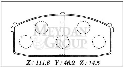 NISSAN SUNNY- B11 CD17- 84/88; ÖN FREN BALATASI DİZEL (DİSK) (111,6X46,2X14,5) (DAIWA)