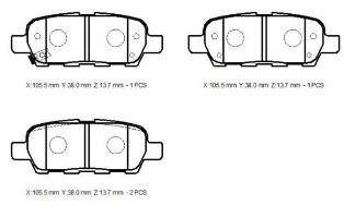 NISSAN QASHQAI- J10- 07/13; ARKA FREN BALATASI 1,5 (DİSK) (105.5X38X14) (5 KİŞİLİK) (DAIWA)