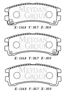 NISSAN PATHFINDER- 96/99; ARKA FREN BALATASI (DİSK) (114,8X35,7X16) (DAIWA)