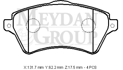 LANDROVER FREELANDER- 01/05; ÖN FREN BALATASI (DİSK) (131,7X62,2X17,5) (BRAMAX)