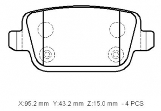 LANDROVER FREELANDER- 06/11; ARKA FREN BALATASI 2,2/TD4 (DİSK)(95,2X43,2X15)(BRAMAX)