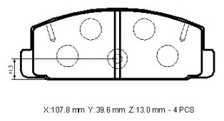 MAZDA 6- SD- 2006; ARKA FREN BALATASI (DİSK) (107.8X39.6X13)(DAIWA)