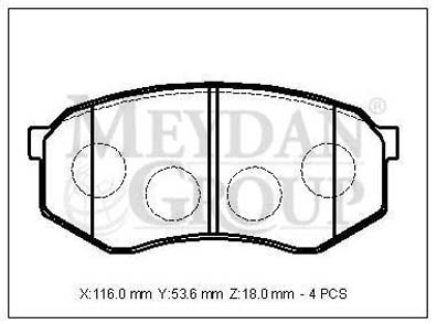 MAZDA 929- SD- 87/91; ÖN FREN BALATASI (DİSK) (116X53,6X18) (DAIWA)