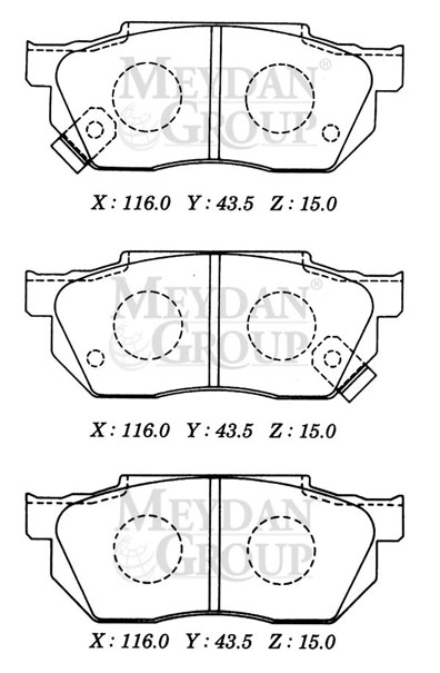 HONDA CIVIC- SD/HB- 92/95; ÖN FREN BALATASI 1.4CC TIRNAKLI TİP (DİSK) (116X43,5X15) (DAIWA)