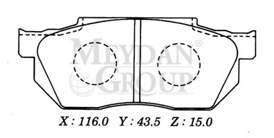 HONDA CIVIC- SD/HB- 92/95; ÖN FREN BALATASI TIRNAKSIZ TİP (DİSK) (116X43,5X15) (DAIWA)