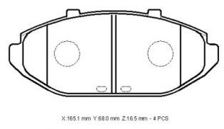 LINCOLN TOWN CAR- 98/02; ÖN FREN BALATASI (DİSK)(165.1X68X16.5)(BRAMAX)