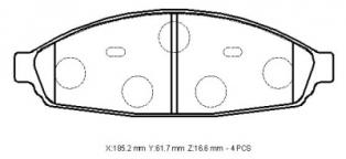 LINCOLN TOWN CAR- 03/07; ÖN FREN BALATASI (DİSK)(185.2X61.7X16.6)(BRAMAX)