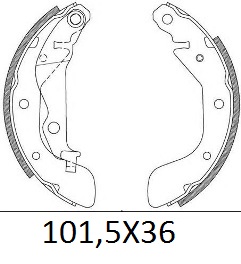 CHEVROLET KALOS- HB- 04/05; ARKA FREN PABUCU (101,5X36) (DAIWA)