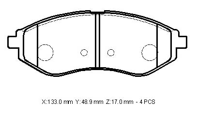 CHEVROLET AVEO- SD/HB- 04/05; ÖN FREN BALATASI (DİSK) (133X48,9X17) (BRAMAX)