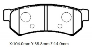 CHEVROLET AVEO- HB- 09/11; ARKA FREN BALATASI (DİSK) (103,9X38,8X14)(BRAMAX)