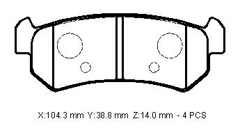 CHEVROLET LACETTI- HB- 04/11; ARKA FREN BALATASI (DİSK) (104,4X38,8X14)(BRAMAX)