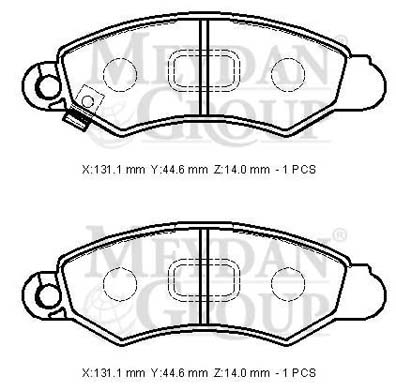 SUZUKI SWIFT- SD/HB- 97/04; ÖN FREN BALATASI MACAR TİPİ (DİSK) (131,1X44,6X14) (DAIWA)