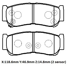 HYUNDAI SANTA FE- 06/09; ARKA FREN BALATASI (DİSK)(118.6X46.9X14.8)(DAIWA)