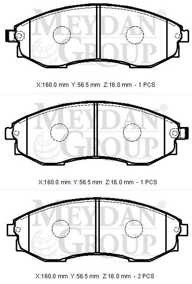 KIA PREGIO- MİNİBÜS- 03/04; ÖN FREN BALATASI TIRNAKSIZ (DİSK) (160X56,5X16) (DAIWA)