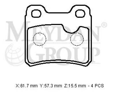 OPEL VECTRA- A- 88/92; ARKA FREN BALATASI (KABLOSUZ) (DİSK) (61,7X57,3X15,5) (BRAMAX)