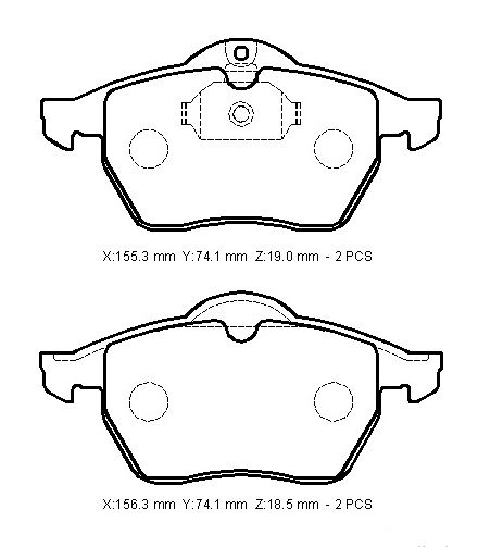 OPEL VECTRA- B- 96/99; ÖN FREN BALATASI (KABLOSUZ)(DİSK) (155,3X74,1X19/156,3X74,1X18,5) (BRAMAX)