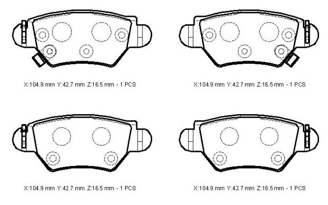 OPEL ASTRA- G- SD/HB- 99/09; ARKA FREN BALATASI 1,2/1,4/1,6/1,8/2,0(DİSK) (104,9X42,7X16,5) (FMK)