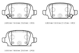 OPEL CORSA- C- 00/03; ARKA FREN BALATASI 1,4CC (DİSK)(95,5X43,9X13,8)(BRAMAX)