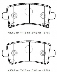 OPEL INSIGNIA- 09/17; ARKA FREN BALATASI 1,4/1,6/1,8/2,0 (DİSK)(106,4X47,4X17,3)(BRAMAX)