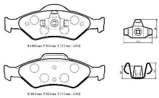 FORD FIESTA- 00/02; ÖN FREN BALATASI 1,0/1,3/1,4/1,8 (DİSK) (149,9X54X17,5/15;1,4X52,2X17,5)(BRAMAX)