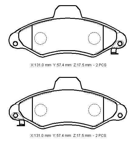 FORD ESCORT- 90/94; ÖN FREN BALATASI (DİSK) (131X57,4X17,5) (BRAMAX)