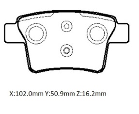 FORD MONDEO- 01/04; ARKA FREN BALATASI 1,8/2,0/2,2/2,5 (DİSK) (102X50,9X16,2) (BRAMAX)