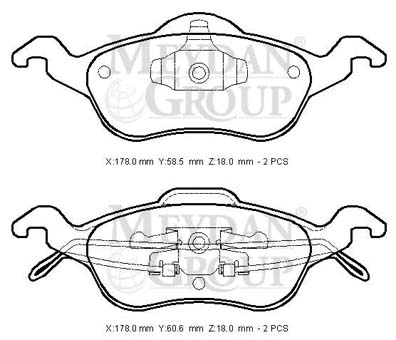 FORD FOCUS- SD/HB- 98/05; ÖN FREN BALATASI 1,4/1,6/1,8/2,0 (DİSK) (178X58,5X18/178X60,6X18) (BRAMAX)