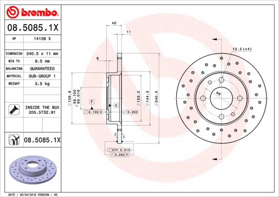 ON FREN DISKI FIAT 500 500C 07 TİPO-PUNTO-TEMPRA-PANDA-MAREA-BRAVO 96 ALFA ROMEO 145-146-155 92 FORD KA 08 12 240.5X11 4DELİK