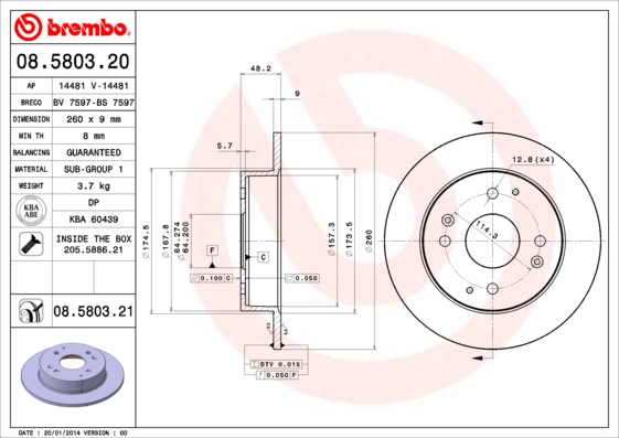 FREN DISK ARKA DUZ HONDA ACCORD 98 02
