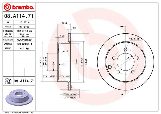 FREN DISKI ARKA DUZ- 262-5 - MITSUBISHI LANCER 08 12 1.5-1.6-1.8 UV COATED