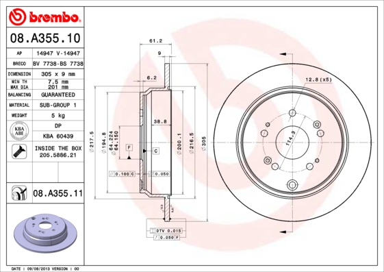 FREN DISKI ARKA KAPLAMALI 304.5-5 - HONDA CR-V 01 2.0 2.2CTDI -06