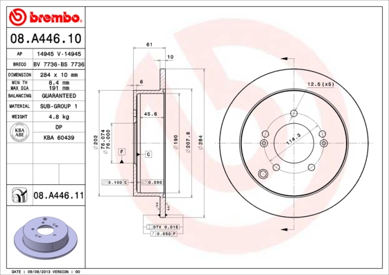 FREN DISKI ARKA DUZ- 284-5 - HYUNDAI TUCSON 04 10/SPORTAGE 04 10/X35 11 12/SANTAFE 00 05