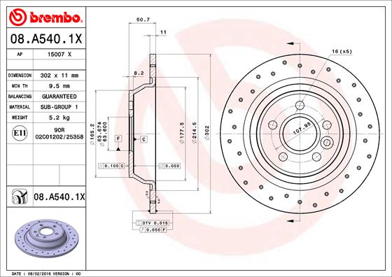 ARKA FREN DISK AYNASI MONDEO IV S MAX GALAXY 07 14 KUGA I 08 12 / EVOQUE 12-18 302MM