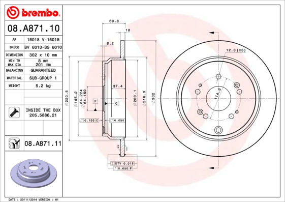 FREN DISKI ARKA DUZ KAPLAMALI- 305-5 - HONDA CRV 02 06-CRV 07 2.2 CTDI-CRV 1.6 I-DTEC 13