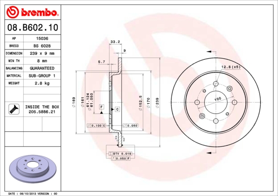 FREN DISK ARKA DUZ 239-4 HONDA JAZZ CITY 09 - 12