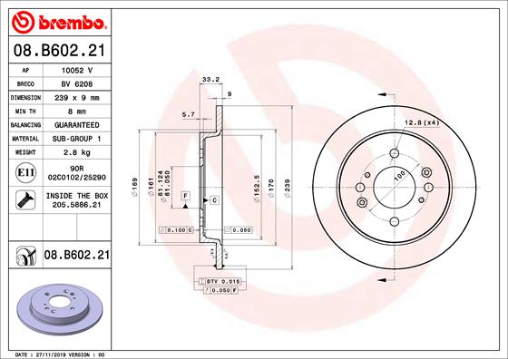 FREN DISK ARKA DUZ KAPLAMALI 239-4 HONDA JAZZ CITY 09 - 12