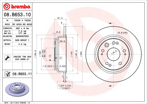 FREN DISK ARKA DUZ 282-5 HONDA ACCORD 03 - 08-HONDA S2000 00 -