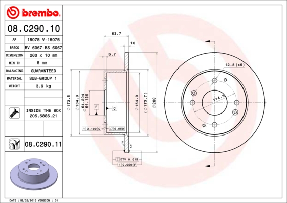 FREN DISKI ARKA DUZ 260-4 - HONDA ACCORD 1998 2002 1.8-2.0