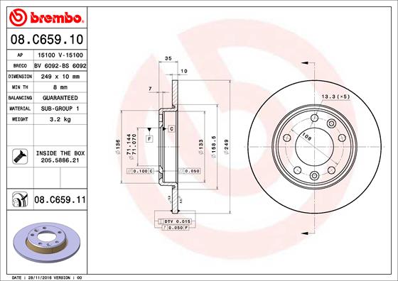 FREN DISKI ARKA PEUGEOT 308 II 308 SW II 13-