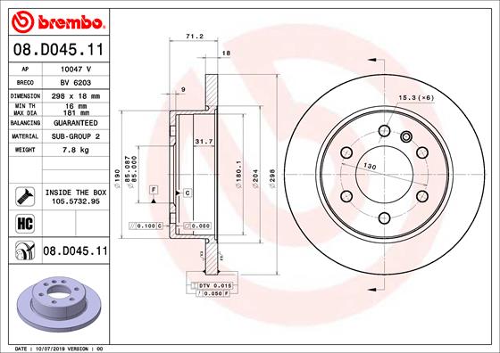 FREN DISKI ARKA MERCEDES SPRINTER B907 B910 18 KOD: -B25
