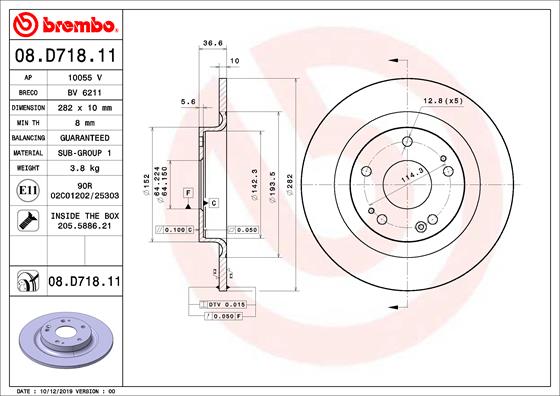 FREN DISK ARKA 282-5- HONDA CIVIC X 1.5 RS 2017 HONDA CIVIC X 1.6 DTEC 2018