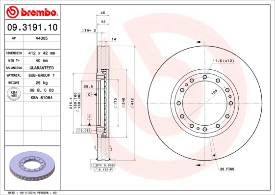 FREN DİSKİ BREDAMENARINIBUS M 110/201/220 F