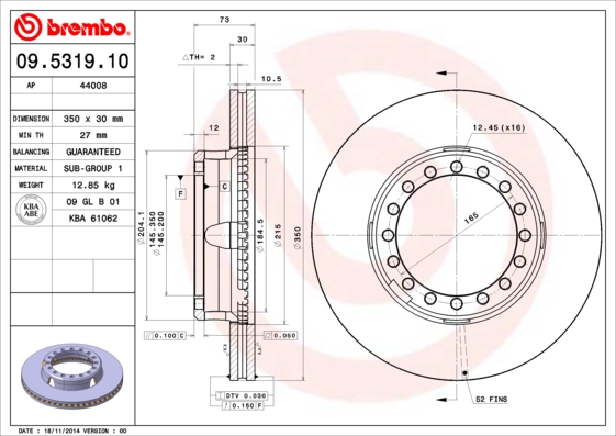 FREN DİSKİ RENAULT TRUCKS R 10/80-12/96
