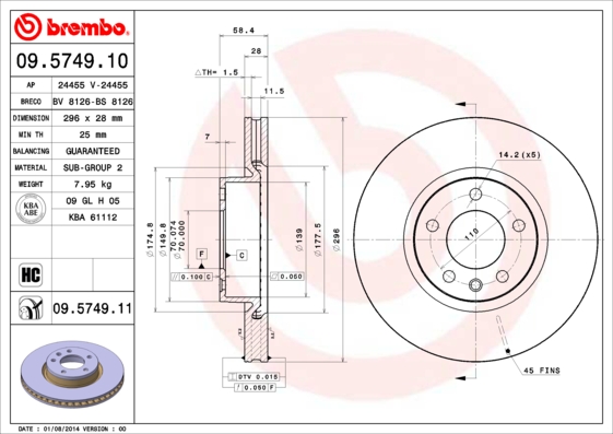 ÖN FREN AYNASI OMEGA A-B 2.6-3.0 24V 90/7.03 SENATOR 90/93 296X28X5DLXHAVALI