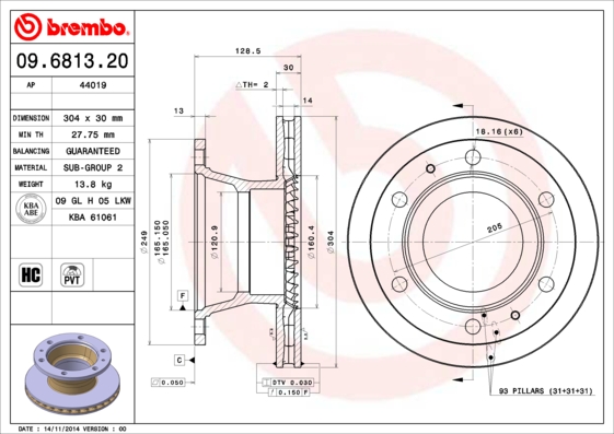 FREN DİSKİ IVECO EUROCARGO I-III 01/91-09/15-IVECO EUROFIRE 01/91-