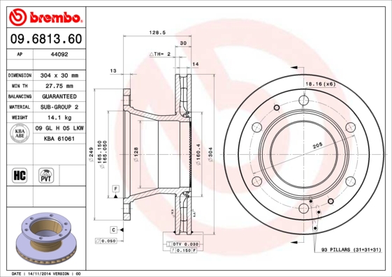 FREN DİSKİ IVECO EUROCARGO I-III 01/91-09/15-IVECO EUROFIRE 01/91-