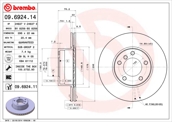 FREN DISKI ON KAPLAMALI HAVALI 296 MM BMW 5 SERIE E39 520-523-525-528-530-535