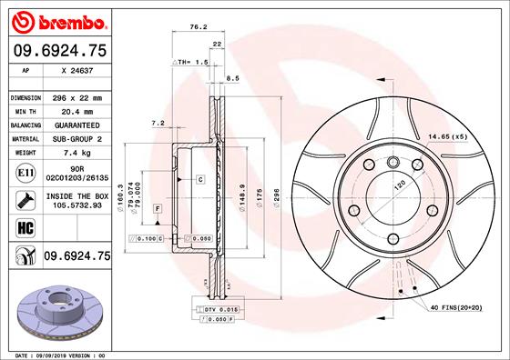 FREN DISKI ON CIZGILI HAVALI 296 MM BMW 5 SERIE E39 520-523-525-528-530-535