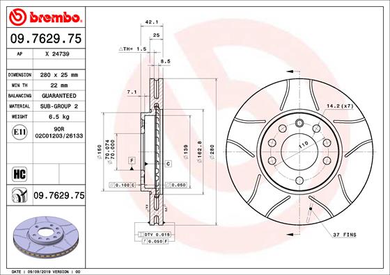 ÖN FREN AYNASI ASTRA H 04 COMBO C 03 MERIVA B 10 ZAFIRA B 05 280X25X5DL HAVALI 95526655