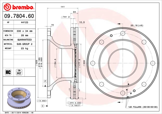 FREN DİSKİ IVECO EUROCARGO I-III 01/91-09/15-IVECO EUROCARGO IV 05/13- -IVECO EUROCARGO V 09/15- -IV